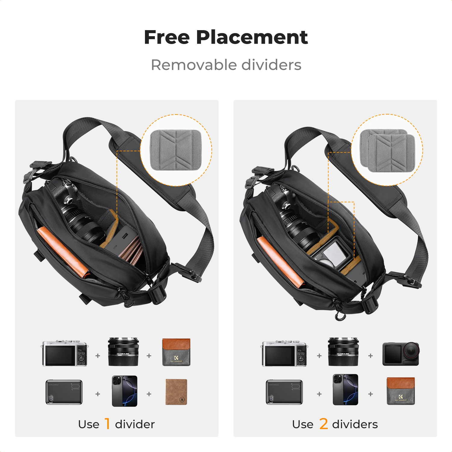 K&F CONCEPT 4L Camera Sling Bag Lightweight Travel Photography Shoulder Bag For Canon Sony DSLR SLR Camera Case Tripod Holder - Image 4