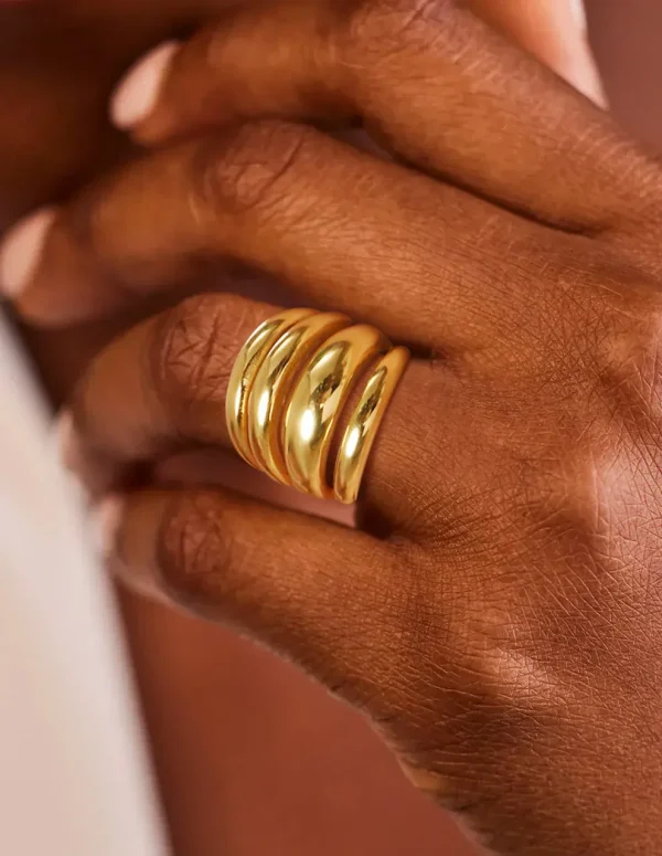 Multilayer Chunky Ring Stainless Steel 18k Gold Plated, Chunky Minimalist Simple Rings Fashion Gift for Women