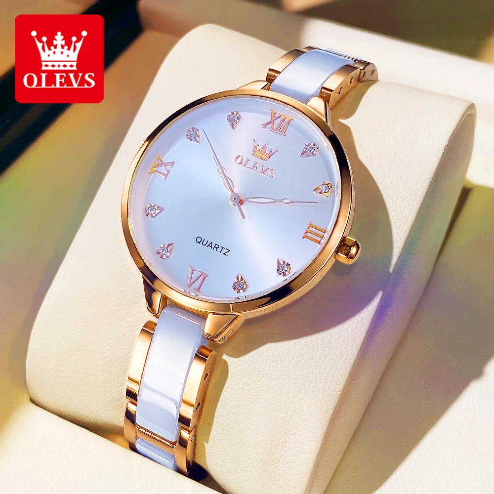 OLEVS 5872 Fashion Luxury Brand Quartz Women's Watch Elegant Ceramic Rose Gold Waterproof Dress Women's Watch Relogio Feminino - Image 10