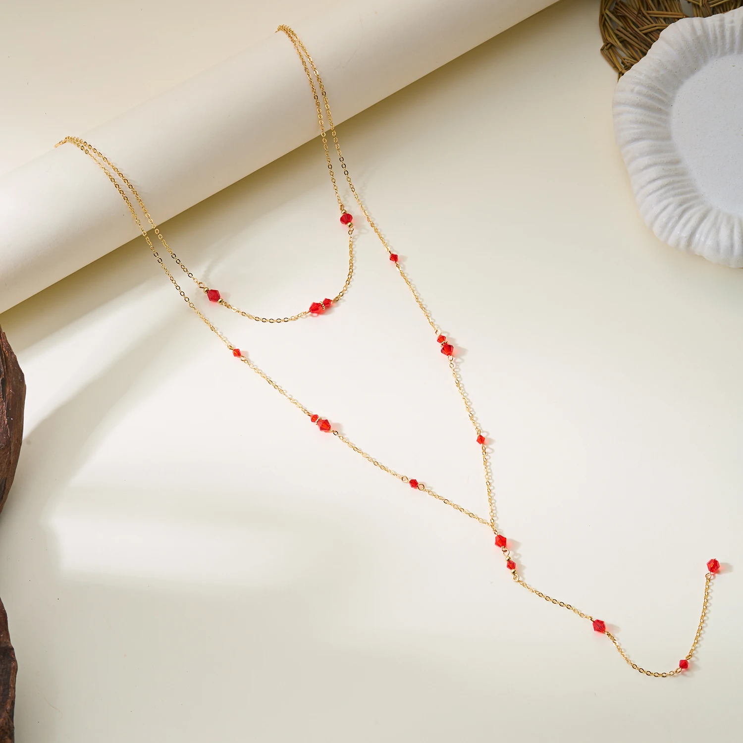 Fashion Simple Crystal Tassel Y-Shaped Necklace for Women Double Layer Gold Color Sweater Chain Long Necklace Party Jewelry Gift - Image 5