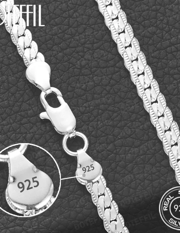 925 Silver 5mm Full Sideways Necklace 8/18/20/24 Inch Chain For Woman Men Fashion Wedding Engagement Jewelry