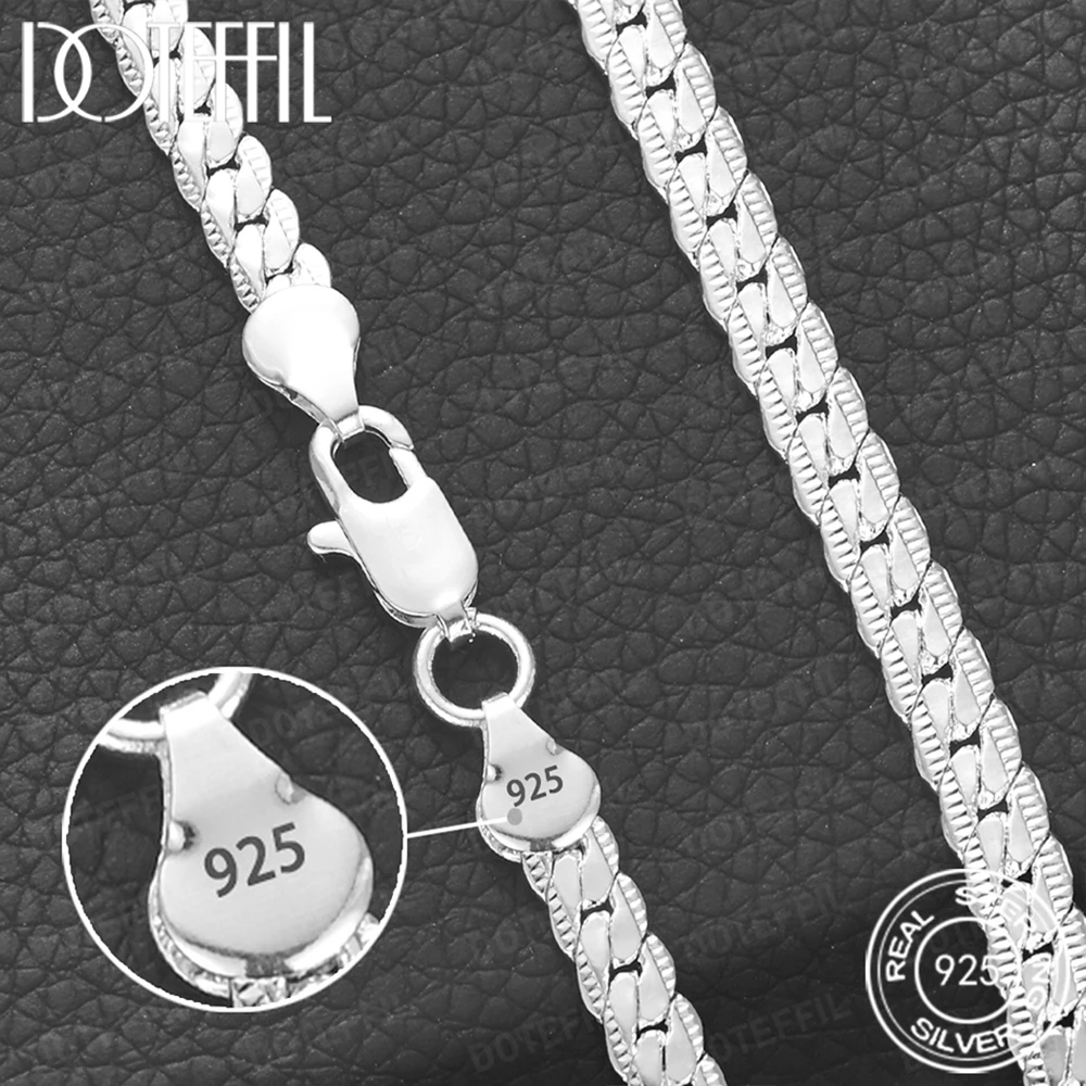 925 Silver 5mm Full Sideways Necklace 8/18/20/24 Inch Chain For Woman Men Fashion Wedding Engagement Jewelry