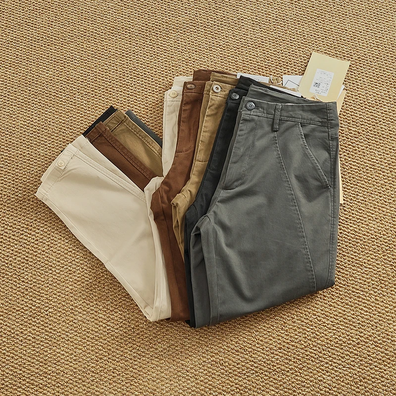 Men's Slim Fit Stretch Tapered Pants - Elastic Business Casual Cleanfit Washed Draped Trousers (Spring/Summer Trendy Chino) - Image 2