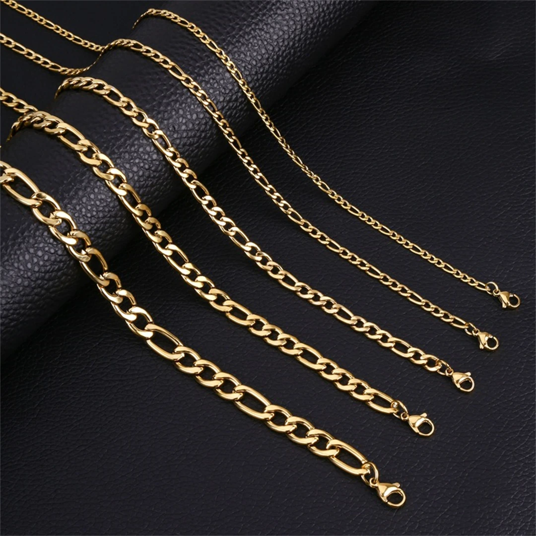 Fashion New Figaro Chain Necklace Men's Punk Silver Color Stainless Steel Long Necklace Men's Hip Hop Jewelry Gift - Image 15