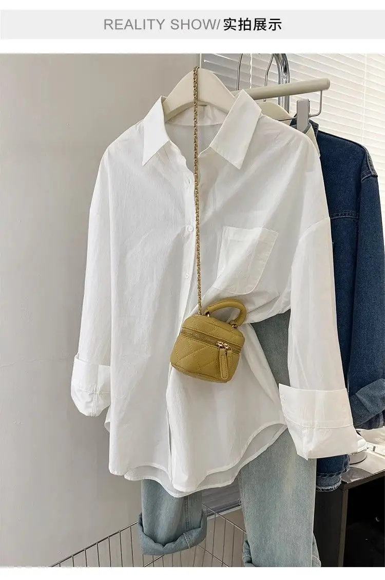 Solid Color Long Sleeve Women's Shirt with Pocket Loose Button Up Casual Blouse Woman 2026 New Spring Summer All-Match Shirt Top - Image 15