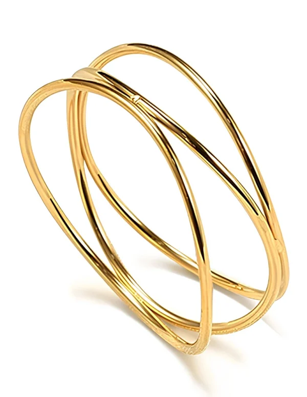 Top Sale Three Layered Wave Finger Rings For Women Simple 18K Gold PVD Plated Stainless Steel Waterproof Jewelry 2025