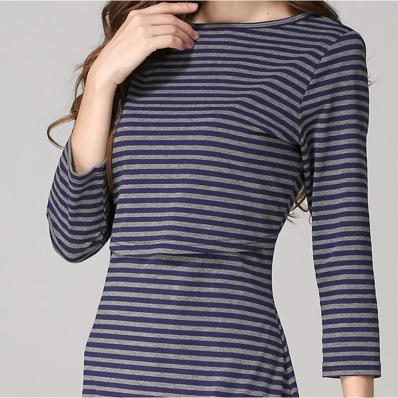 New Spring Striped Maternity Breastfeeding Dresses Pregnancy Clothes Women Pregnant Nursing Lactation Dress Drop Shipping - Image 25