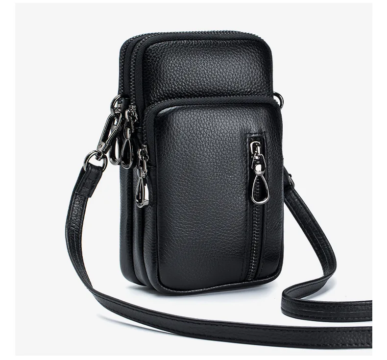 Lightweight Crossbody Messenger Bag, Women's Cow Leather Small Shoulder Purse, Multi Compartment Pocket, Vertical Phone Bag - Image 20