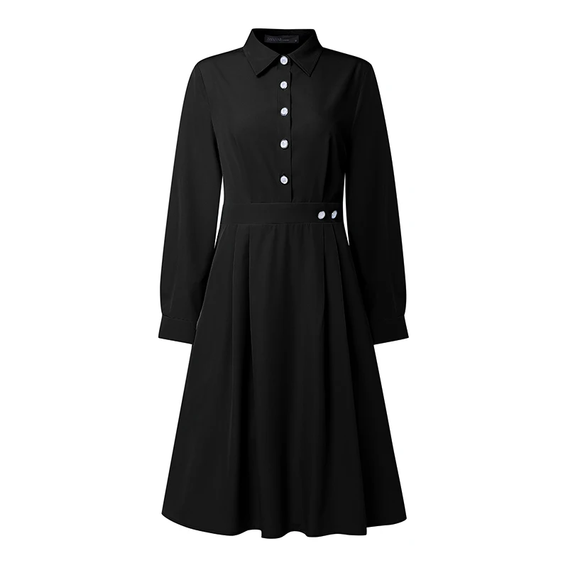 2026 ZANZEA Women Elegant Lapel Neck Long Sleeve Dress Spring Office Dresses Stylish A Line Waisted Party Sundress Holiday Robe - Image 9
