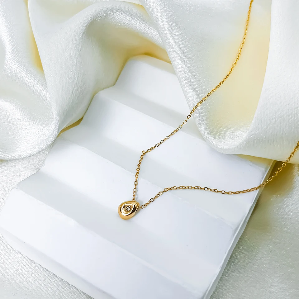 eManco Stainless Steel Gold-Plated Water Drop Pendant Necklace Women's Fine Jewelry Adjustable Short Accessories - Image 19