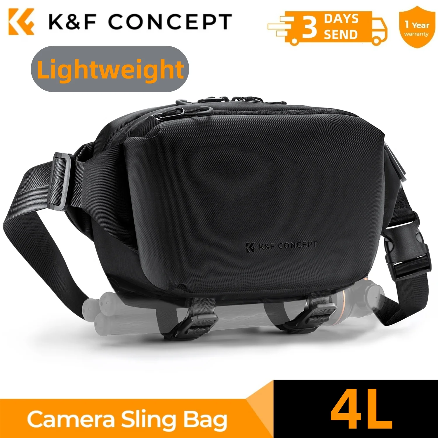 K&F CONCEPT 4L Camera Sling Bag Lightweight Travel Photography Shoulder Bag For Canon Sony DSLR SLR Camera Case Tripod Holder