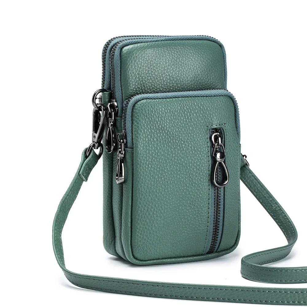 Lightweight Crossbody Messenger Bag, Women's Cow Leather Small Shoulder Purse, Multi Compartment Pocket, Vertical Phone Bag - Image 11