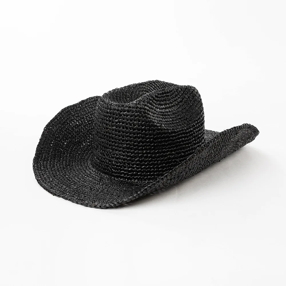 Ins Hand-crocheted Natural Raffia Straw Sun Hats Cowboy Hat for Women Men Summer Wide Brim Panama Outdoor Breathable Beach Caps - Image 10
