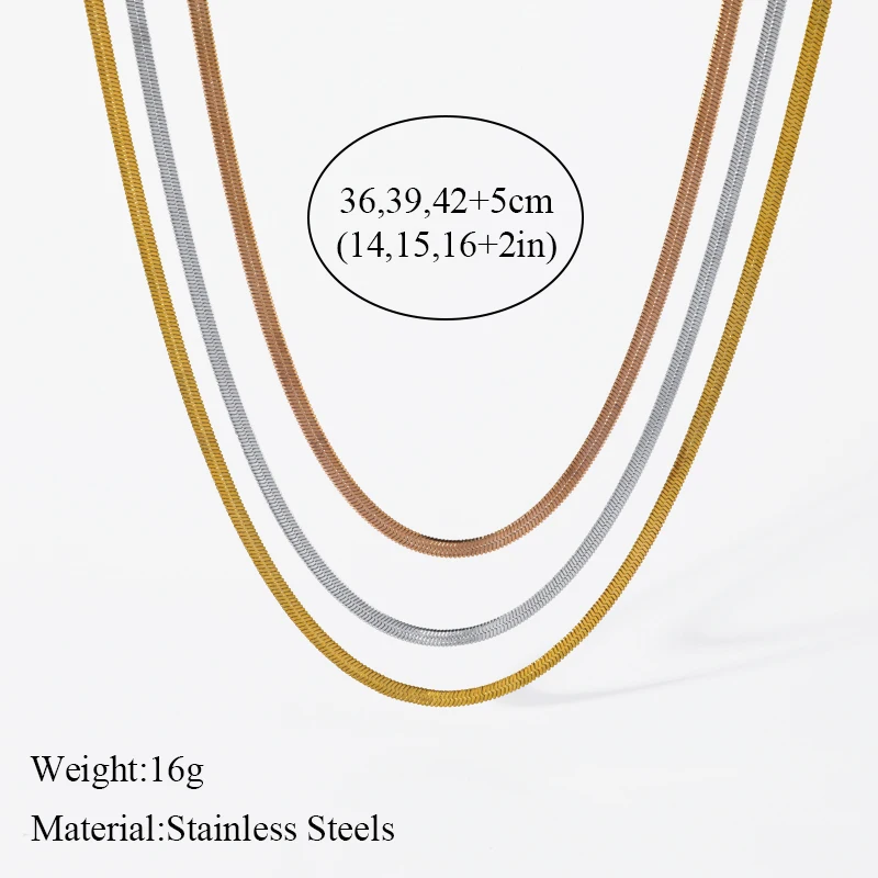 EILIECK 316L Stainless Steel Metal Multilayer Chain Necklace For Women Fashion 18K Gold Plated Collar Waterproof Jewelry Gift - Image 29