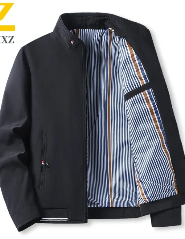 Brand Jacket Men's 2025 Spring And Autumn Fashion All-match Solid Color Collar Windproof Jacket Male Casual Business Loose Coat