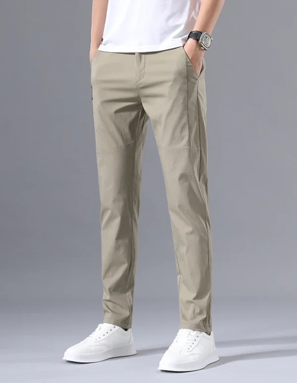 2025 Men's Casual Pants Slim Fit Stretch Classic Chino Trouser Male Stretch Elastic Korean Summer Dress Ice Light Thin Business