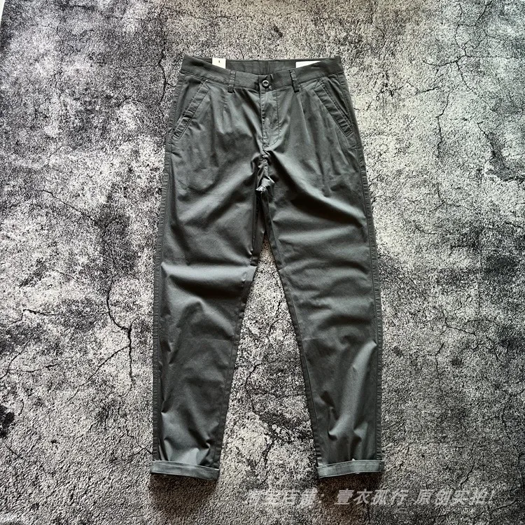 2025 Summer New American Retro Thin Micro Elasticity Casual Pants Men's Simple 98% Cotton Slim CHINO Business Straight Trousers - Image 3