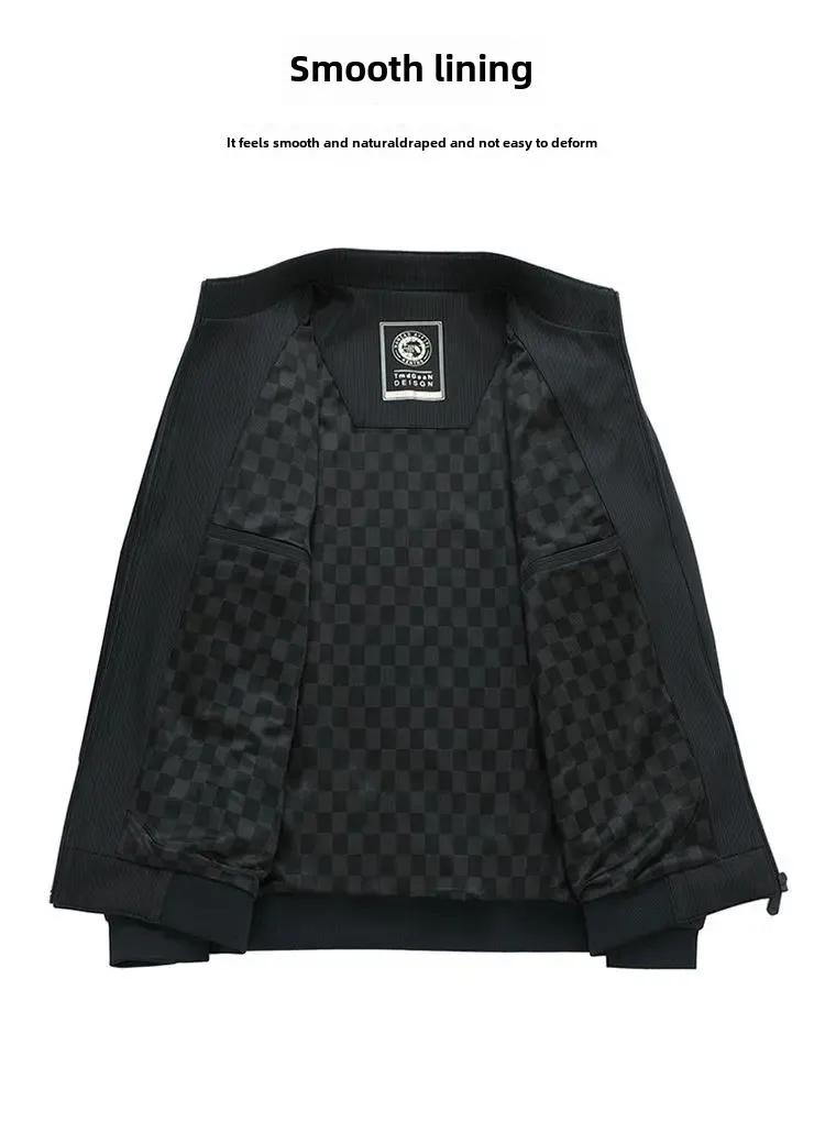 Spring Autumn Men's Stand Collar Jacket Windproof Casual Business Wear Coat Blue Black Khaki Outdoor Overcoat Men Clothing - Image 14