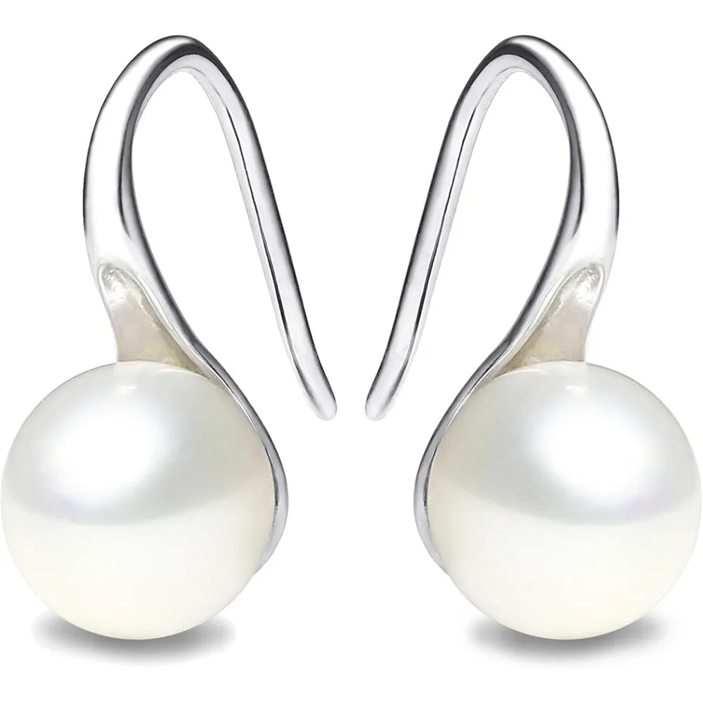 Silver Plated Gold Plated Hoop Handpicked AAA+ Quality White Freshwater Cultured Pearl Dangle Drop Earrings Jewelry for Women - Image 7