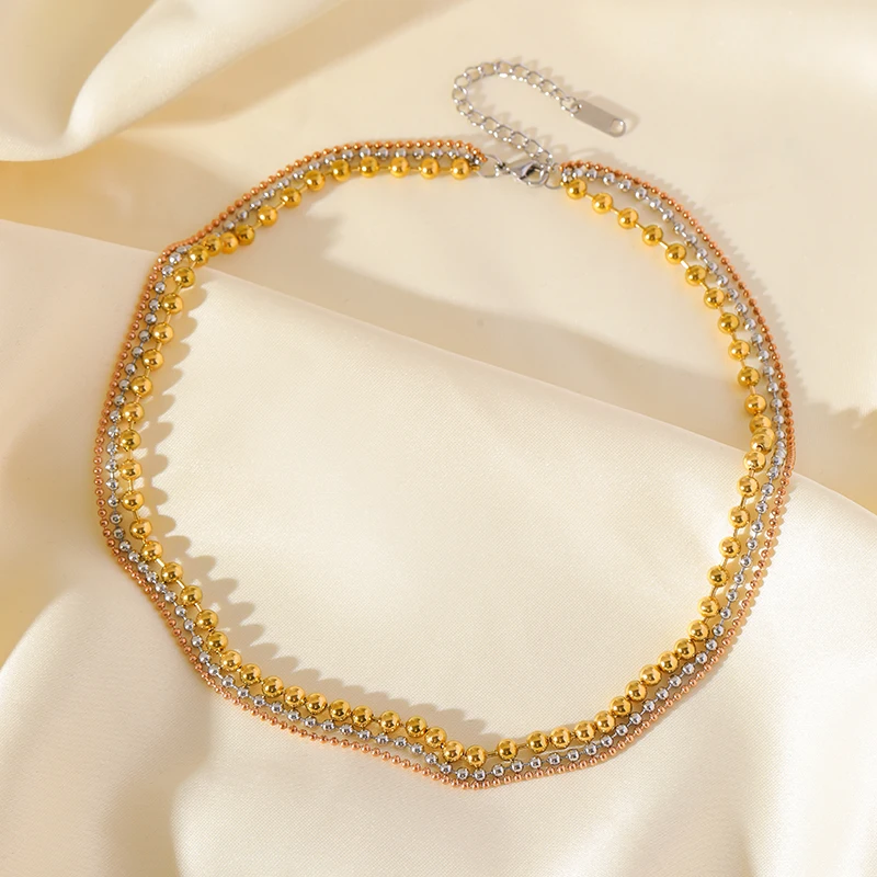 EILIECK 316L Stainless Steel Metal Multilayer Chain Necklace For Women Fashion 18K Gold Plated Collar Waterproof Jewelry Gift - Image 12