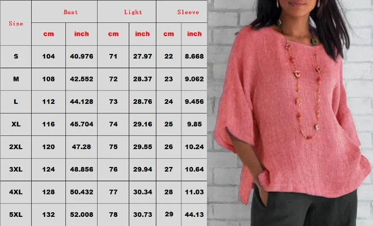 Cotton Blouse Shirts Summer O-Neck Three Quarter Loose Casual Blouse Tops Summer Cothes For Women Streetwear - Image 7