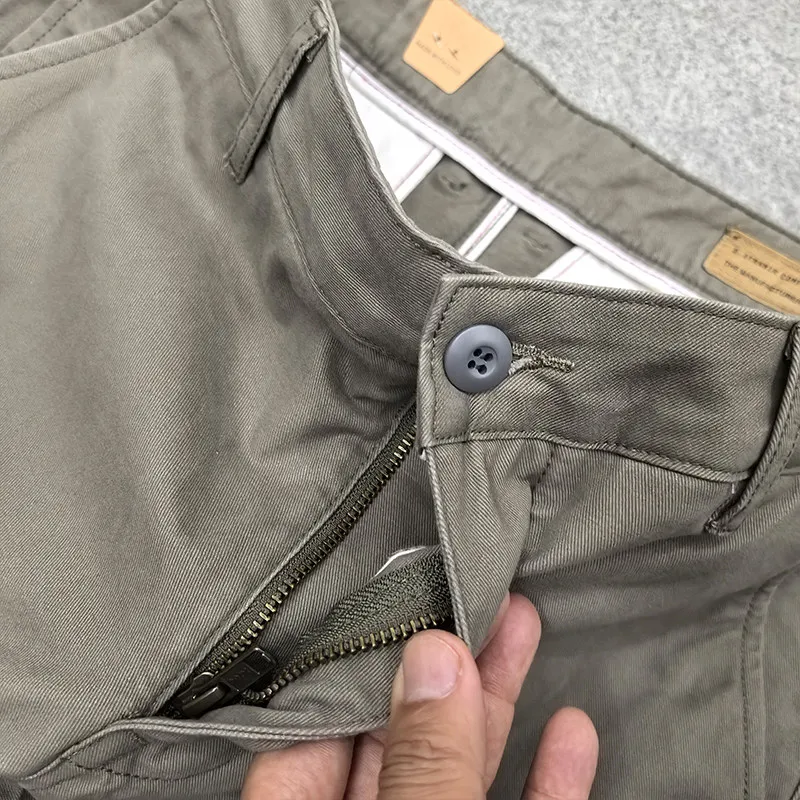 2026 Spring New American Retro Woven Twill Chino Cargo Pants Men's Fashion 100% Cotton Washed Casual Business Straight Trousers - Image 15