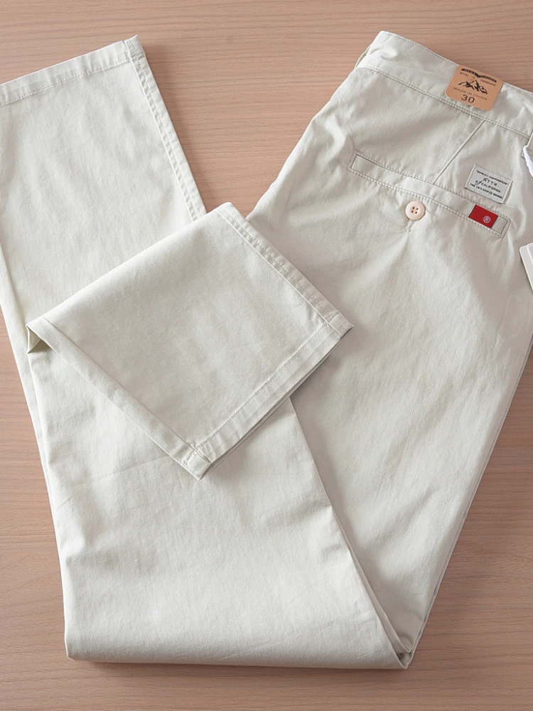 2025 Summer New American Retro Thin Micro Elasticity Casual Pants Men's Simple 97% Cotton Slim CHINO Business Straight Trousers - Image 6