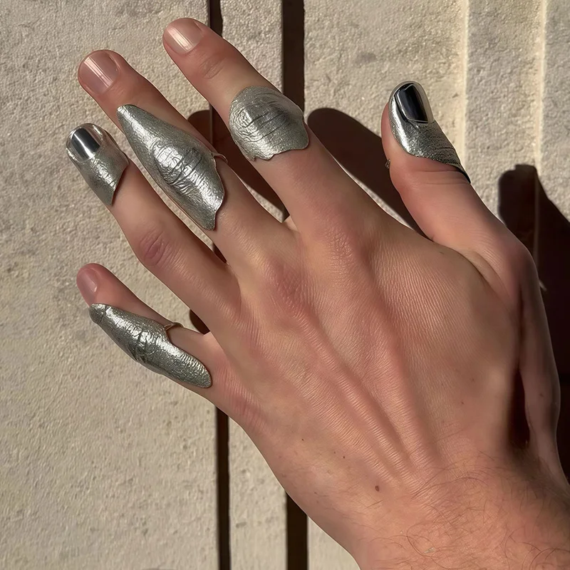 Irregular Pleated Knuckle Mental Ring Artistic Minimalist Niche Unique Exquisite Finger Ring Gifts Suitable For Men And Women - Image 7