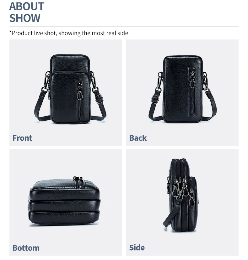 Lightweight Crossbody Messenger Bag, Women's Cow Leather Small Shoulder Purse, Multi Compartment Pocket, Vertical Phone Bag - Image 22
