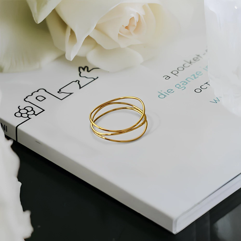 Top Sale Three Layered Wave Finger Rings For Women Simple 18K Gold PVD Plated Stainless Steel Waterproof Jewelry 2025 - Image 8