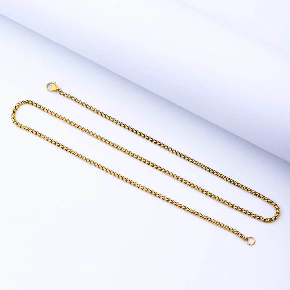 Stainless Steel Square Box Chain Necklace For Men Women Retro Black Gold Silver Color Choker Metal Jewelry DIY Accessories - Image 8
