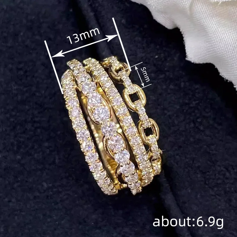 Huitan Multi-layers Design Lady Rings Gold Color Inlaid Shiny CZ Trendy Luxury Accessories Jewelry for Wedding Party Anniversary - Image 5