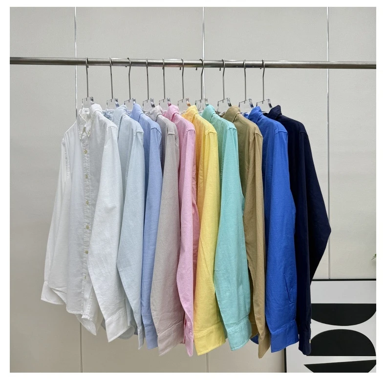 Long sleeved shirt for men and women Linen material unisex old money style solid color embroidered designer long shirt - Image 15