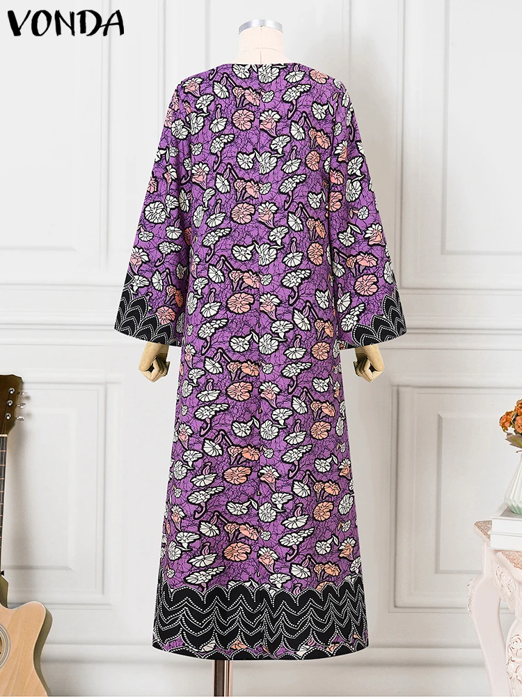 VONDA Bohemian Party Dress Elegant Women Printing Sundress Vintage Flare Long Sleeve Maxi Vestidos Oversized O-Neck Robe Femme - Image 5