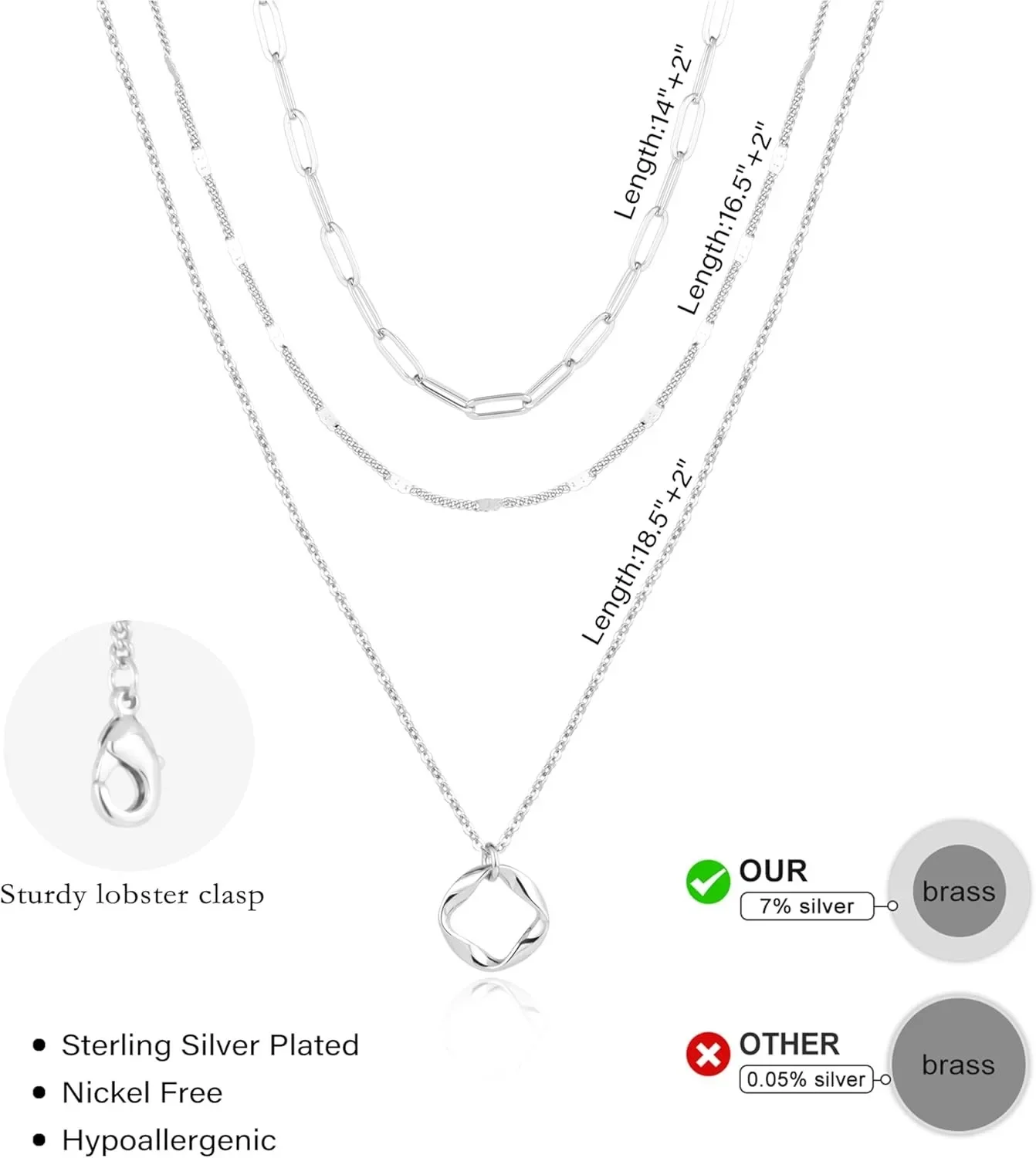 Layered 14k Gold Plated Necklaces for Women Stackable Silver Plated Circle Paperclip Chain Pendant Choker Necklace Set For Woman - Image 10