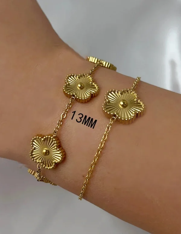 Classic Stainless Steel Hot Selling Golden Clover Adjustable Bracelet Luxury Five Leaf Flower Bracelet Jewelry For Women Gift