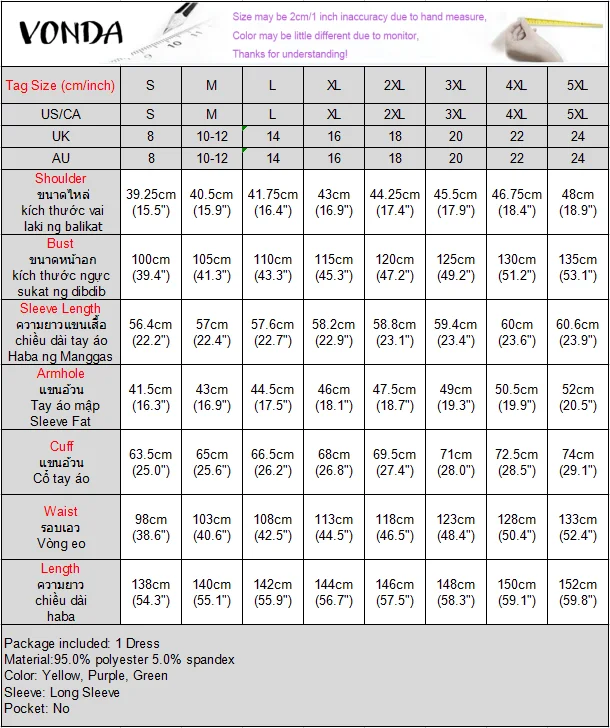 VONDA Bohemian Party Dress Elegant Women Printing Sundress Vintage Flare Long Sleeve Maxi Vestidos Oversized O-Neck Robe Femme - Image 13