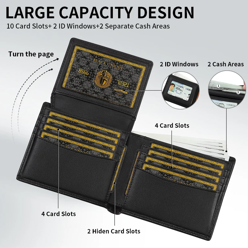 Men's Wallet 2025 New Arrival Genuine Leather Large Capacity Zipper Wallet Card Holder Integrated Ultra-Thin Wallet - Image 2
