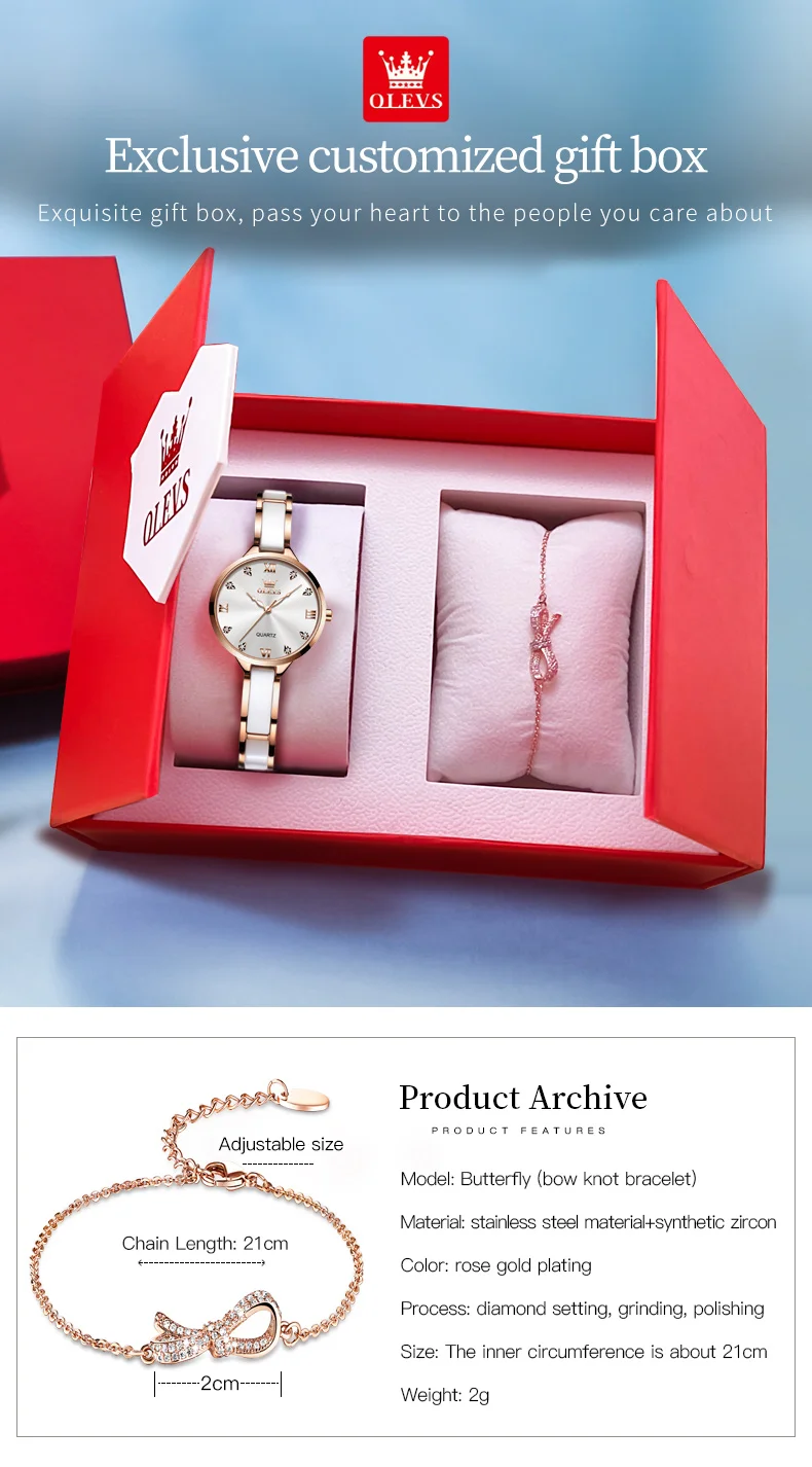 OLEVS 5872 Fashion Luxury Brand Quartz Women's Watch Elegant Ceramic Rose Gold Waterproof Dress Women's Watch Relogio Feminino - Image 12