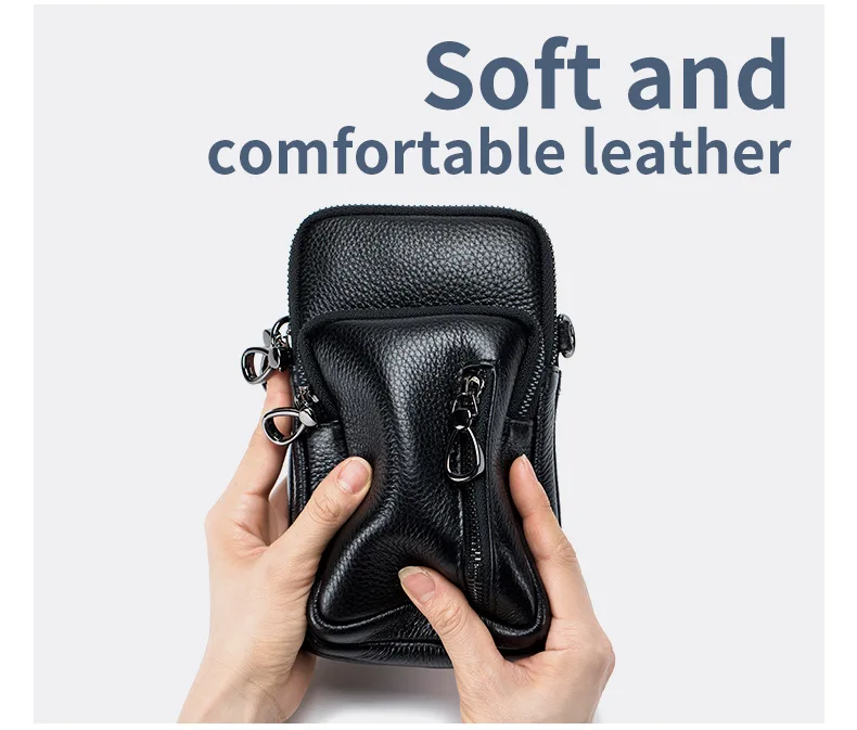 Lightweight Crossbody Messenger Bag, Women's Cow Leather Small Shoulder Purse, Multi Compartment Pocket, Vertical Phone Bag - Image 15