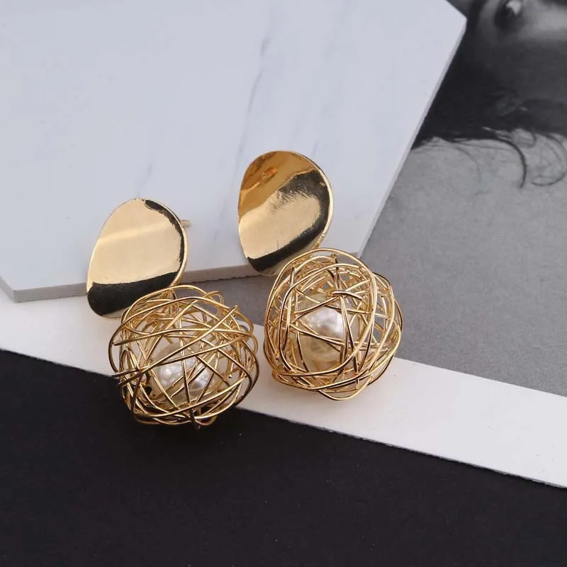 New Fashion Statement Drop Earrings for Women Pearl & Ball Geometric Earrings Gold Color Dangle Earing Fashion Ear Jewelry - Image 16