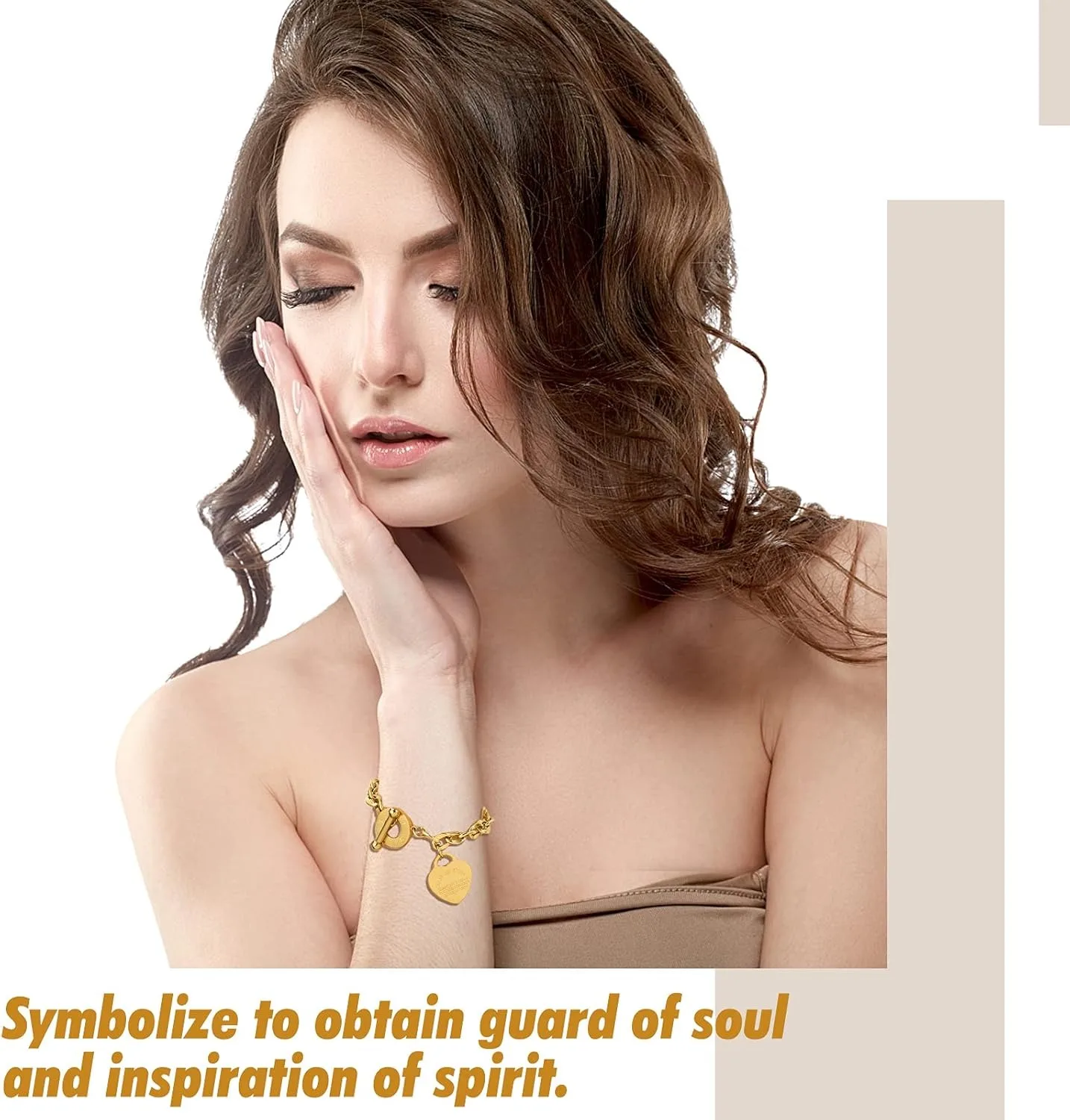 Love Pendant Link Chain OT Clasp Birthday Heart Jewelry Gift Bracelet for Women Bible Verse Bracelet Silver Gold Bracelet - Image 6