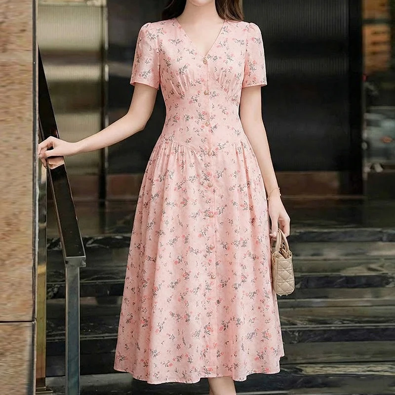 2026 ZANZEA Summer Floral Printed Dresses Women Elegant Casual Holiday Party Dress A Line Robe V Neck Short Sleeve Work Sundress - Image 15