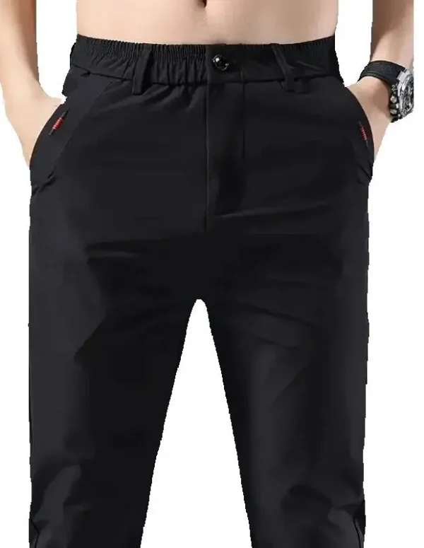 Men's Casual Pants Slim Fit Stretch Classic Chino Trouser Male Stretch Elastic Korean Summer Ice Silk Light Thin Business Pant