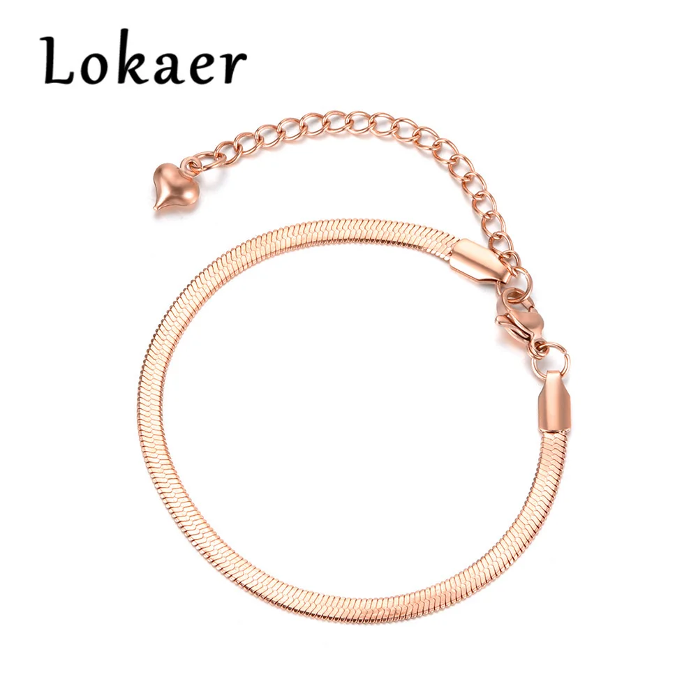 Lokaer Titanium Stainless Steel Snake Chain Thin Bracelets For Women Girls Rose Gold Plated Bohemia Party Blade Bracelet B18075 - Image 10