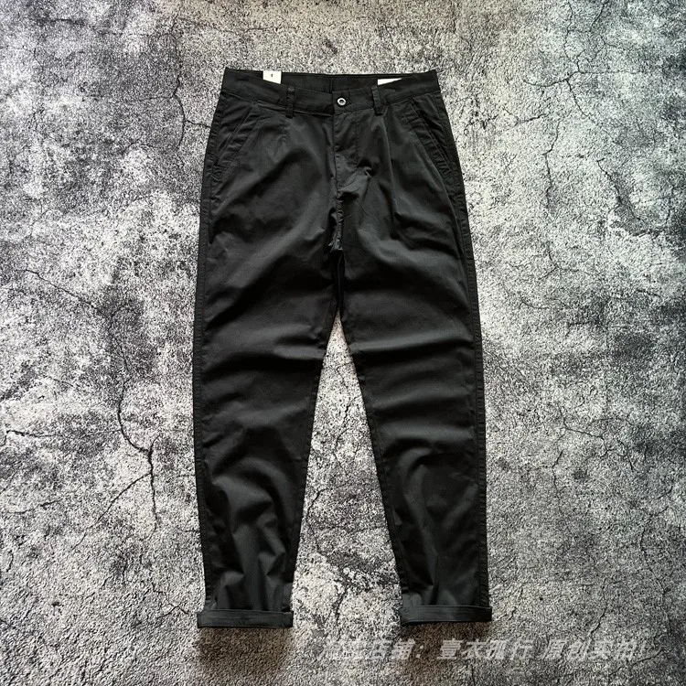 2025 Summer New American Retro Thin Micro Elasticity Casual Pants Men's Simple 98% Cotton Slim CHINO Business Straight Trousers - Image 5