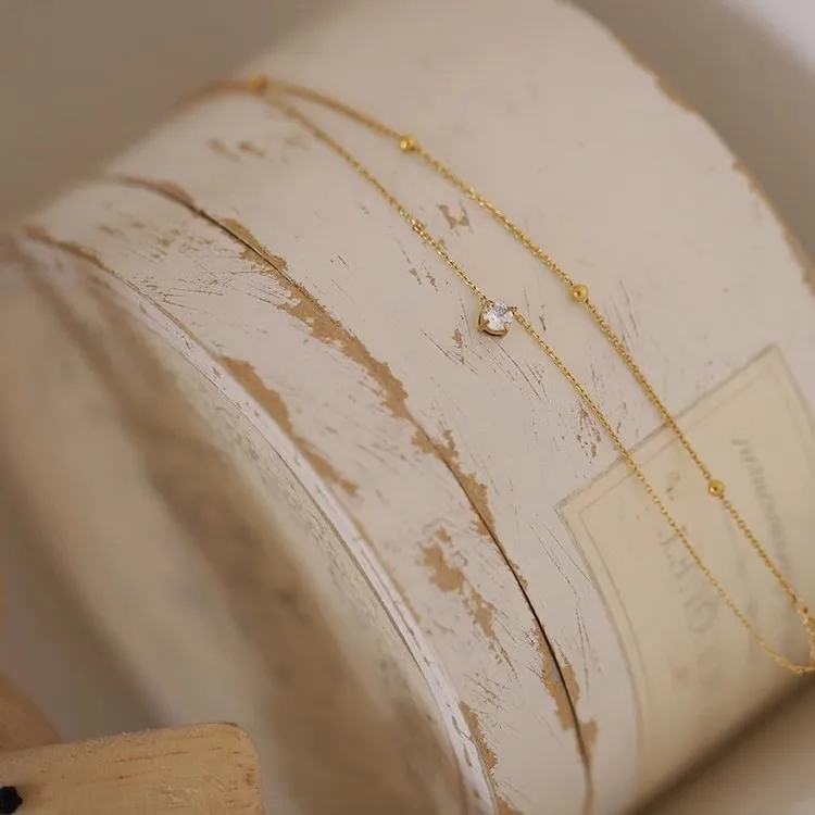 Stylish Shiny Zircon Double Layer Staniless Steel Waterproof Gold Plated Choker Necklace Stacked Fashion Jewelry Gift for Women - Image 7