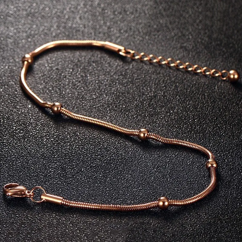 Lokaer Trendy Rose Gold Color Chain & Link Bracelets For Women High Quality Stainless Steel Beads Bracelet & Bangle Gift B19103 - Image 11