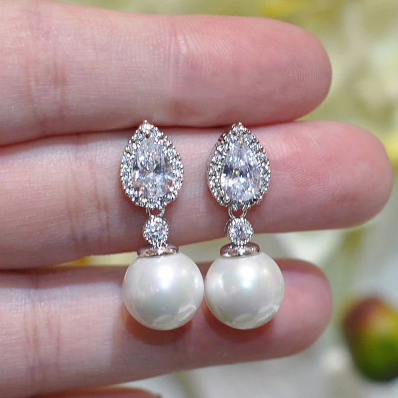 Huitan Temperament White Imitation Pearl Drop Earrings for Women Elegant Engagement Wedding Party Ear Accessories Trendy Jewelry - Image 3