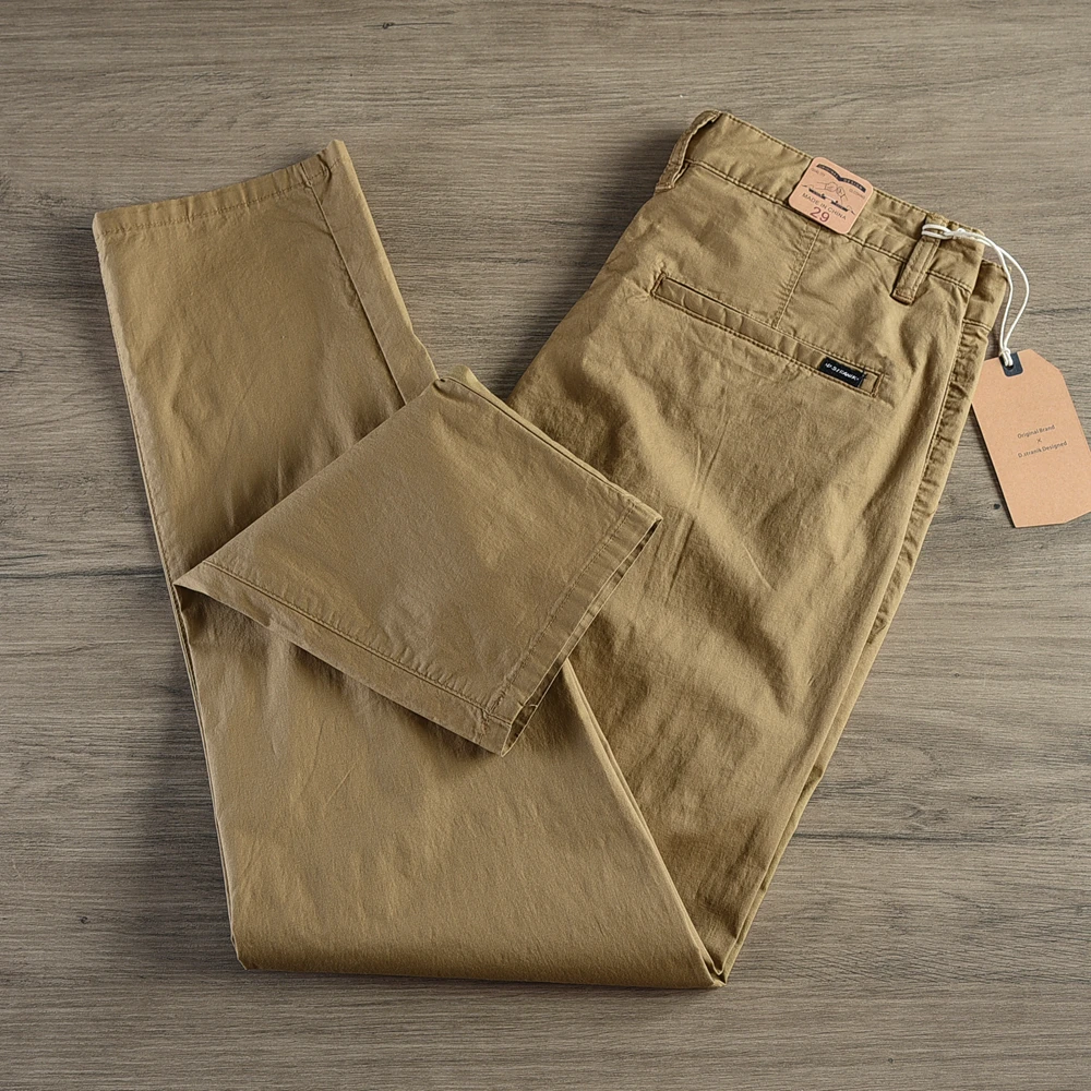 2024 Summer New American Thin Quick-drying Stretch Casual Pants Men's Simple 97% Cotton Slim CHINO Business Straight Trousers - Image 3